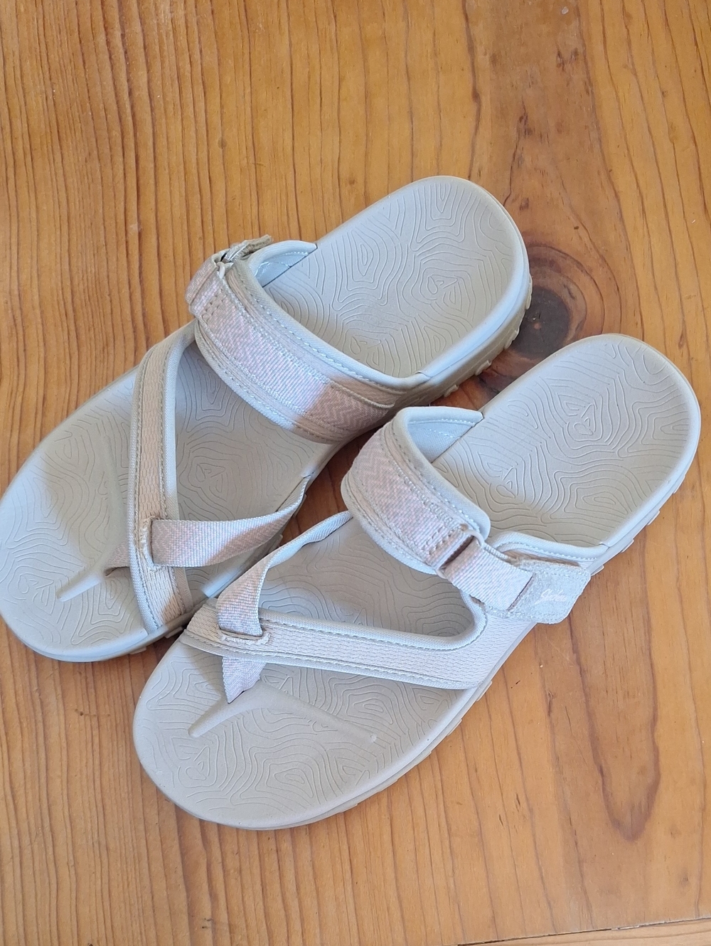 Sketchers Women's Reggae Taupe And Pink Sport Sandal - Adjustable Straps